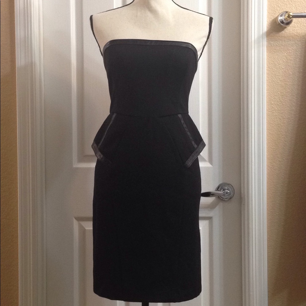 NWOT Genuine leather trim fitted dress 2